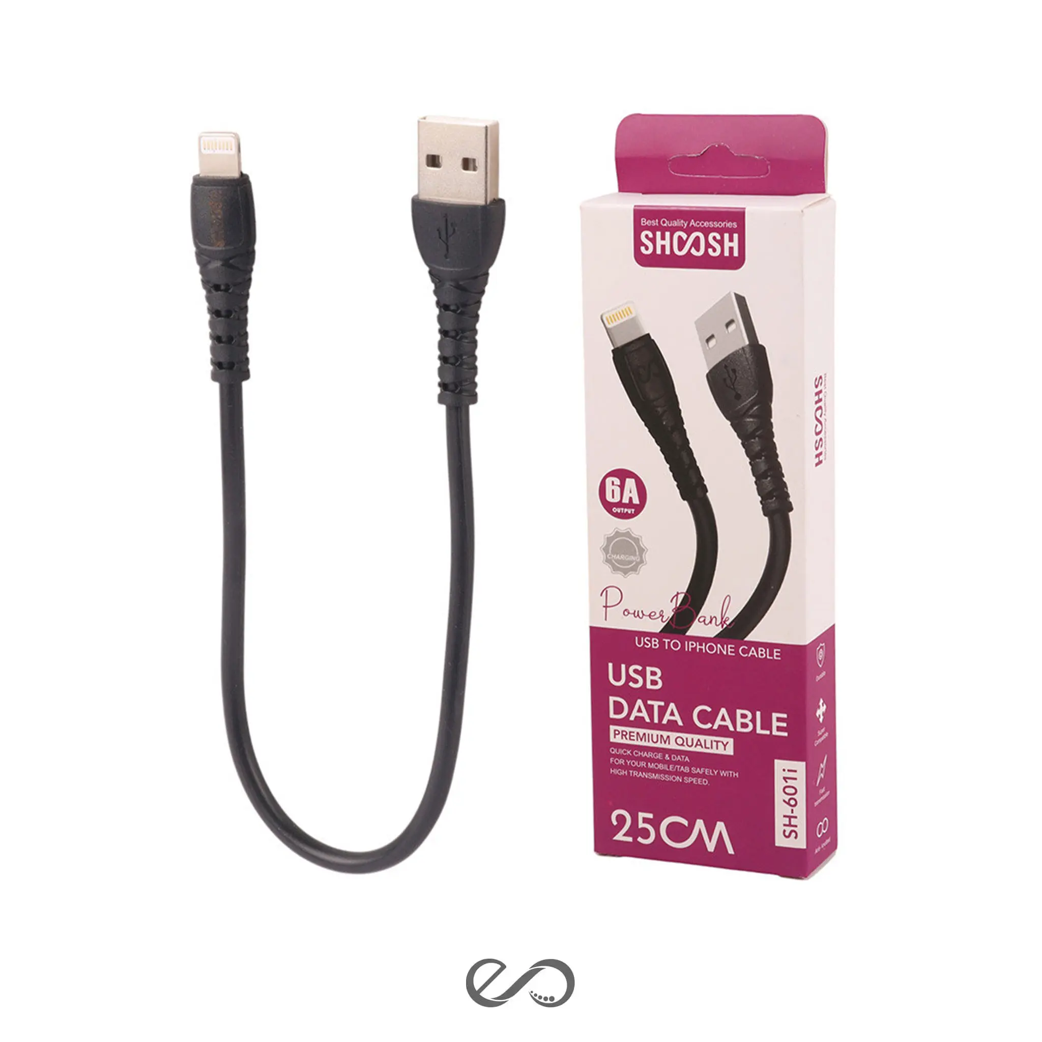کابل فست شارژ لایتنینگ شوش مدل SH-601i طول 25 سانتی متر
