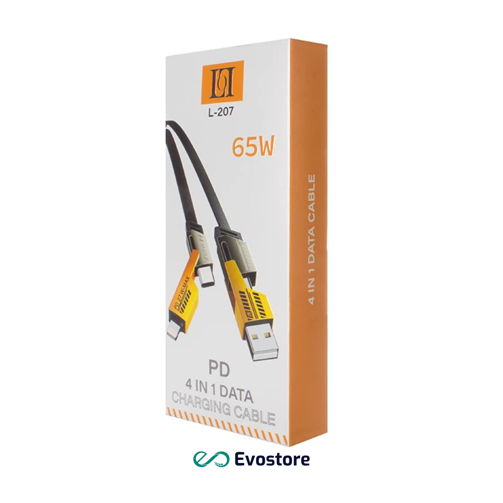 کابل چهارکاره تایپ سی لایتنینگ 65 وات مدل L-207